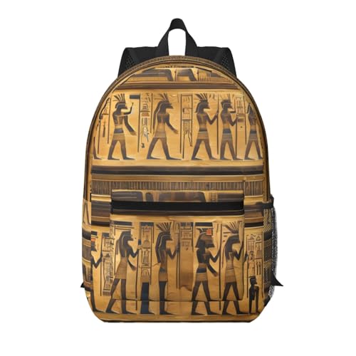 Sac à dos de voyage imprimé égyptien 17 pouces noir avec poche