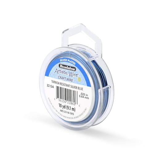 Image of Artistic Wire, 22 Gauge Silver Plated Tarnish Resistant Colored Copper Craft Wire, Silver Blue, 10 yd