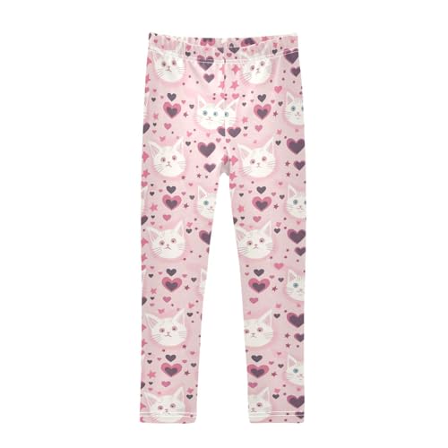 Cute Cat Head Girls' Leggings Toddler Doodles Stars Kids Yoga Pants Dance Active Tights 4T