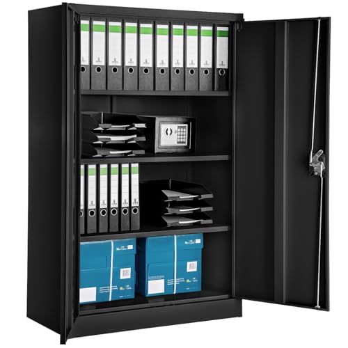 TecTake® Armoire de Bureau métallique 140x90x40 cm avec Serrure Rangement Bureau avec 4...