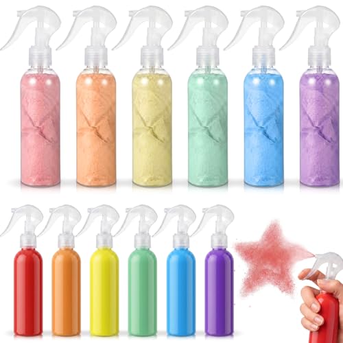 FunooFuno 6 Pack DIY Sidewalk Chalk Kit for Kids Non Toxic Paint Washable Powdered Chalks with Plastic Sprayer Bottle Mix in Water 6 Vibrant Colors for Creative Sidewalk and Chalkboard Fun