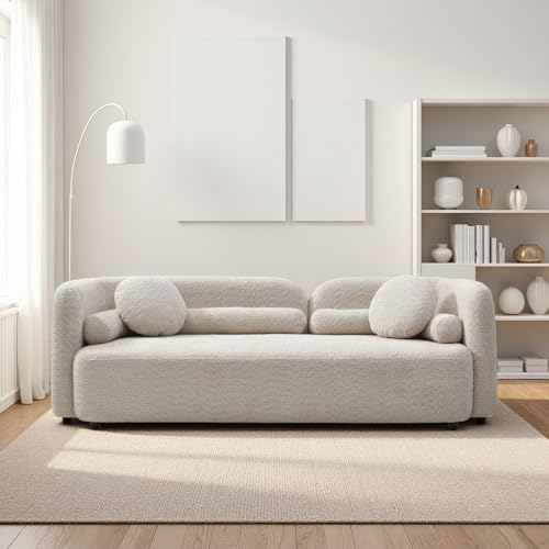 SSC SATISUNCASA 88.58" Modern Curved Sofa Couch, Japandi Style Boucle