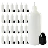 510 Central 60mL LDPE Plastic Thin Tip Dropper Bottles (25 Pack, Black Caps)