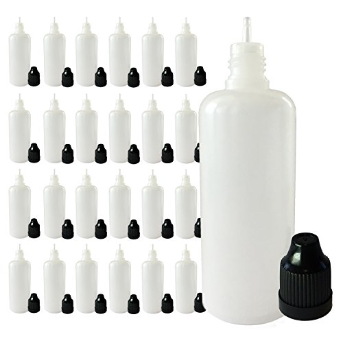 510 Central 60mL LDPE Plastic Thin Tip Dropper Bottles (25 Pack, Black Caps)