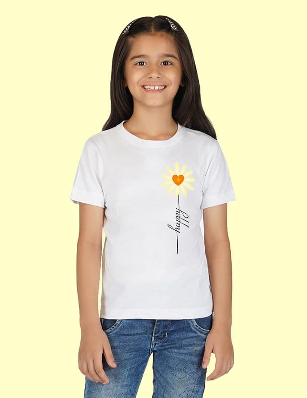 Image of Nusyl Girls Half Sleeves T-Shirt for Kids | Cute Printed Casual Wear | Soft Cotton Blend | Comfortable Regular Fit | 2-16 Years | Multiple Colors & Pack Options