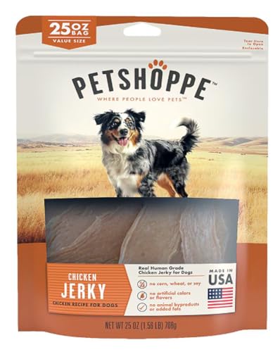 PetShoppe Premium Chicken Jerky Dog Treats Made in USA Only All Natural - No Fillers, Additives or Preservatives (25 oz)