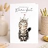 Postcard Prints - Maine Coon Cat Birthday Card – Cute Cat Lover Card with Party Hat – Purr-fect Birthday Greeting Card for Cat Owners - 1 Card #1