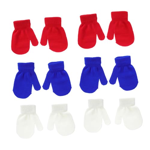 FRCOLOR 6Pairs Knitted Winter Mittens for Comfortable Warm Mitts for Ages Includes Each for Cold Weather Wear