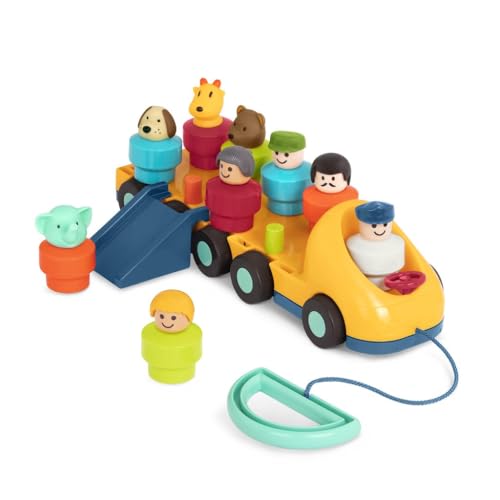 Battat - Bus qui tourne - Bus et personnages jouets - Jouet de développement pour tout-petits et enfants - Tirer pour faire tourner - 18 mois et +