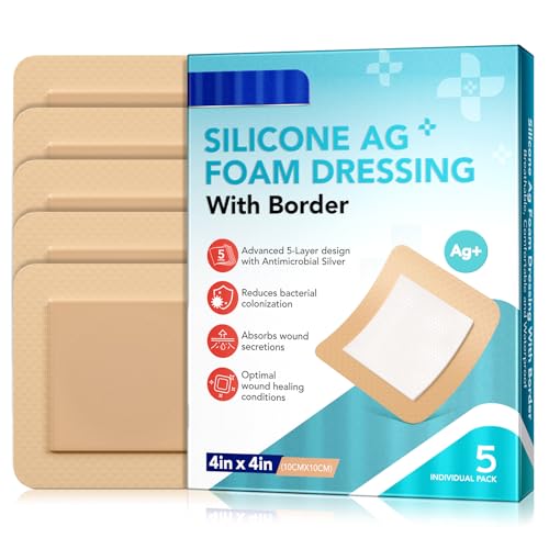 Silicone Foam Dressing 4x4 Wound Dressing Bandage Large Waterproof Bandages Waterproof Breathable Ultra Absorbent & Soft Pads