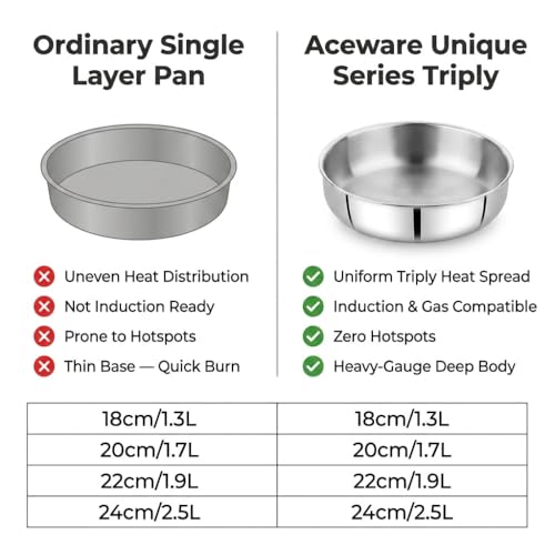 Image of Triply Langdi (Unique Series) - 22 cm| Stainless Steel Heavy Base