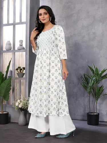 Image of rangita Women Rayon Regular Fit Embroidered Calf Length Anarkali Kurti | Kurta