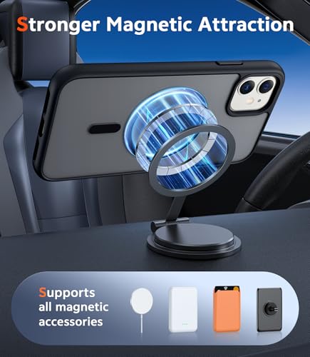 Image of FNTCASE for iPhone 11 Case Matte: Magnetic Phone Cases Compatible with Magsafe Slim Anti Yellowing Military Grade Drop Protection Rugged Shockproof Protective Translucent Cell Cover (C-Black)