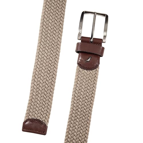 Image of Nautica Men's Casual Leather Belt | Everyday | Classic | Pants | Jeans | Khakis | Chinos | Metal Buckle