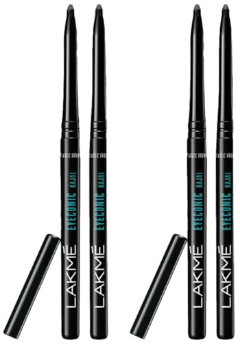 Image of LAKME Eyeconic Black Kajal 0.35 G (Combo Pack Of 4) Matte Kohl Liner In A Twist Up Pencil - Waterproof, Smudge Proof & Long Lasting Eye Makeup