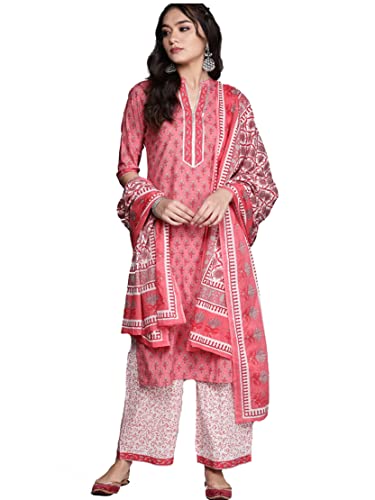 Kurta Set für Frauen mit Dupatta Indische Party Wear Kurti Palazzo Set Kleid Tunika Top Cover