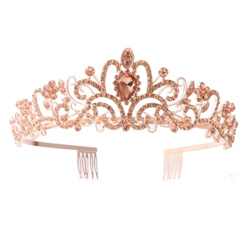 Shimmering Crystal Tiaras Crowns Wedding Headpiece Gold Rhinestones Baroquely Headbands for Proms and Birthday Bridal Tiaras