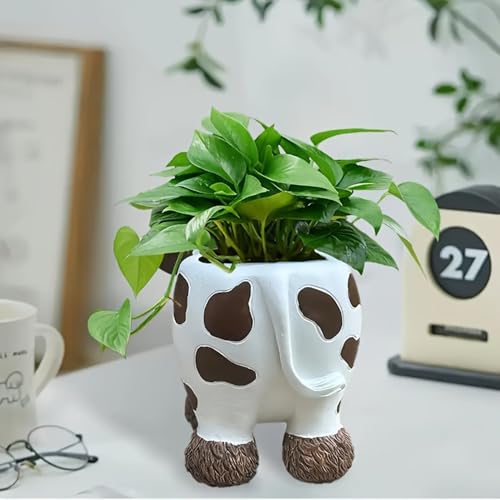 Pot de fleurs vache résine pour mini plantes cactus bonsaï jardin - 4