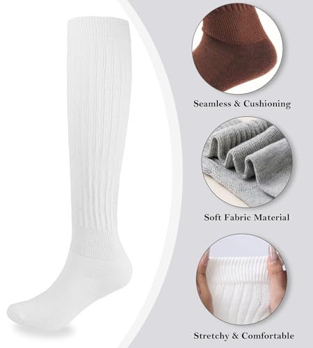 5 Pairs Slouch Socks For Woman Thigh High Scrunch Socks Bulk Soft Leg Warmers for Winter, Size 5-113
