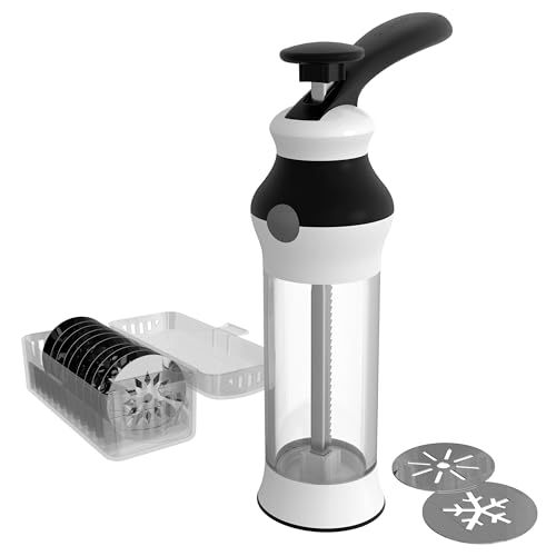 Cookie Press Set with 14 Stainless Steel Disks and Storage Case - Heavy-Duty Design