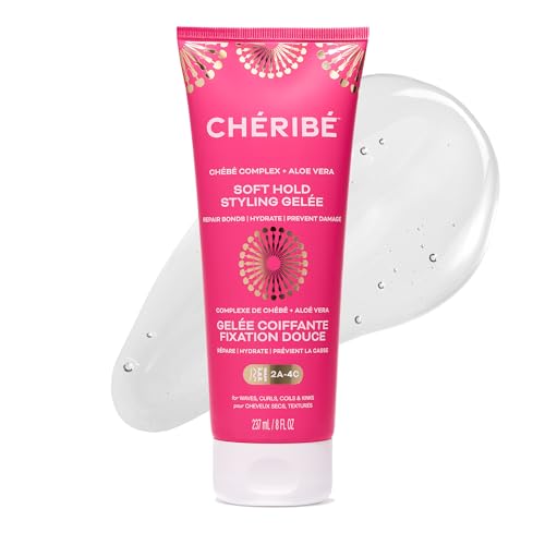 Chéribé Soft Hold Styling Gelee with 100% Chebe Complex + Aloe Vera, Curl Defining, Moisturizing & Shine Enhancing Styling Gel - Hair Gel for All Textures 2A-4C & Porosities, Alcohol-Free, 8 fl oz