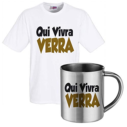 T-Shirt Blanc Qui Vivra Verra et son mug inox pour les matins actifs
