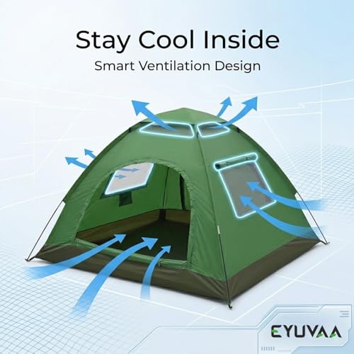Image of EYUVAA LABEL Camping Tent for 8 Person Waterproof Portable Outdoor Dome Tent with Carry Bag Easy Setup Lightweight for Hiking, Picnic & Travelling