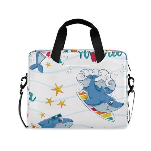 MiaoLD パソコンケース PCケース サメ 星柄 かわいい ホワイト 可愛い ノートPCインナーケース 15.6インチ A4対応 耐衝撃 超強保護 ノートパソコンバッグ ビジネスバッグ レディース メンズ 通勤 通学 出張 手揚げ ショルダー付き 男女