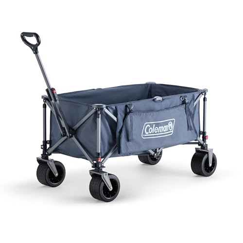 Coleman XL Collapsible Wagon, Heavy‑Duty 400 lb Capacity, Large 50+ Gallon Utility Cart with All‑Terrain Wide‑Base Wheels, One‑Pull Folding Design, Removable Wheels & Ergonomic Handle – Blue