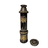 Telescopio náutico de latón de estilo antiguo con caja, instrumento de navegación marítima vintage (negro medievel, 18 pulgadas)