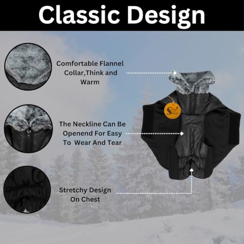 Image of Sage Square Dog Winter Coat with Fur Collar Light Weight, Ultra Warm Windproof, Waterproof Dog Jacket for Cold Weather, Thicker Fleece Jacket for Cold Weather (Large - 24 Inches, Black)