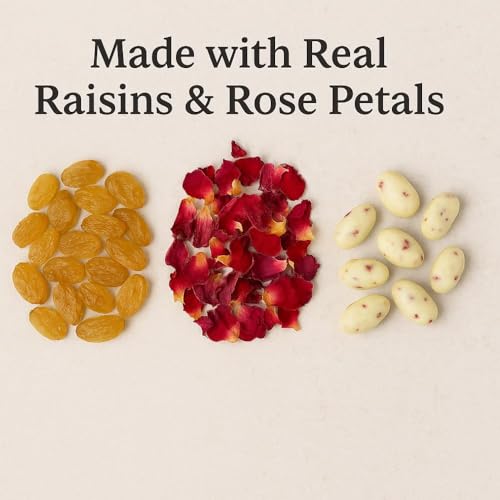 Image of Vbalaa Rose Petal Raisins 300gm | Coated in White Chocolate & Rose Extract | No Added Preservatives, Colors & Artificial Flavours | Rich in Nutrition | Ideal for Snacking & Gifting