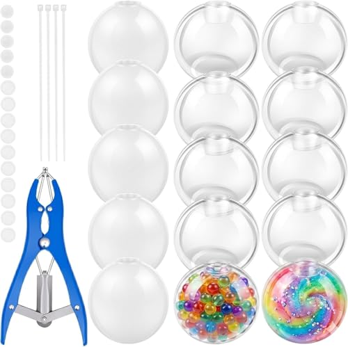 Tcwhniev DIY Stress Ball Making Kit - 15 Pcs Blank TPR Skins with Expander & Cable Ties | Complete Squishy Maker Kit for Adults Office Stress Relief ASMR Sensory Toy Handmade Gift for Anxiety