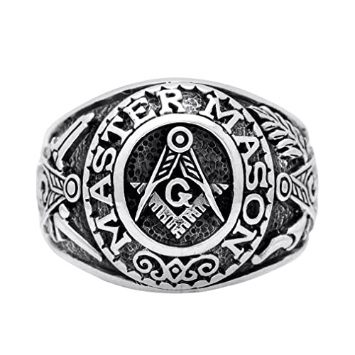 platinum masonic ring - Master Masonic Ring for Men, Compass Masonic Freemason Ring, Freemason Symbol Masonic Rings, Hip Hop Biker Ring, Religious Amulet Ring, Punk Masonic Jewelry Gift for Men Boys (9)