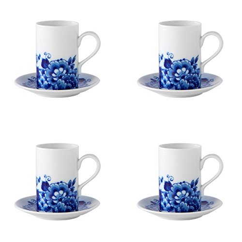 Vista Alegre Porcelain Blue Ming Set of 4 Coffee Cups and Saucers