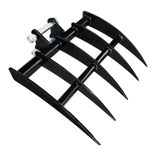 MMS Mini Excavator Rake Attachments Wide Backhoe Rake Excavator Accessories Suitable for 0.8-1.8 Tons Small Excavators Attachment Use for Land Clearing Debris Removing Soil Spreading