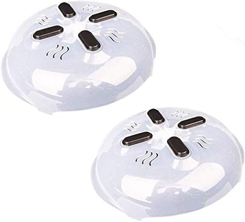 Microwave Plate Cover with Magnet, Microwave Cover Hover Magnetic Splatter Guard Lid with Steam Vent Adsorbed Function, BPA Free, Dishwasher Safe - 2 Pack