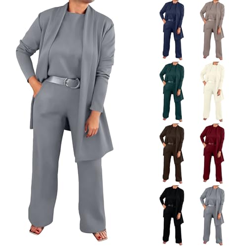 Elegant Longline Cardigan and Top & Pants 3-Piece Set, 3-Piece