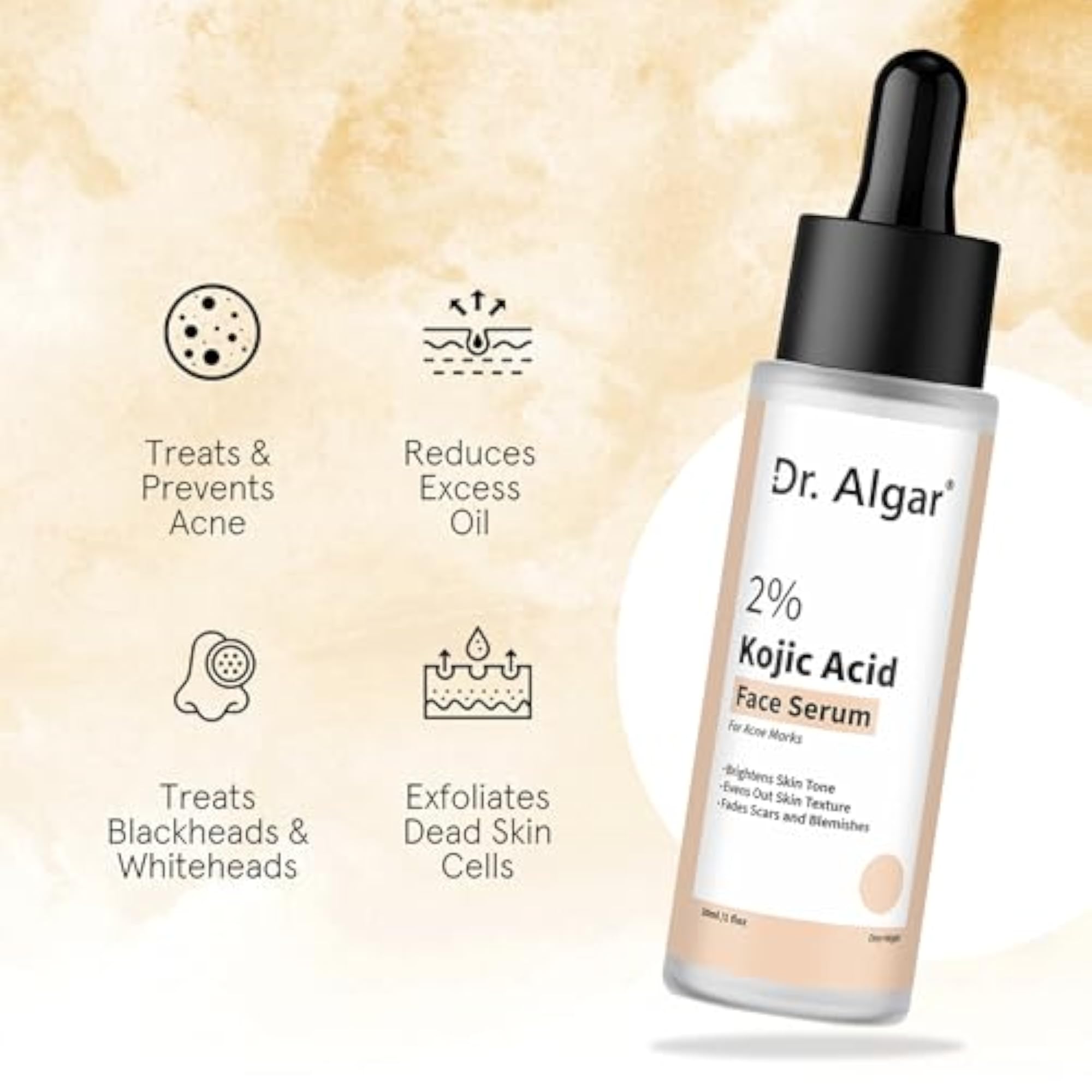 Kojic Acid Face Serum and Beetroot Lip Balm, Brightening Set