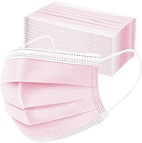 BASIC HOUSE 3 Layer Face Masks | PACK of 50PCS /100 PCS | Comfortable, Protective and Suitable For Sensitive Skin Pink Disposable Face Masks (100 PCS)