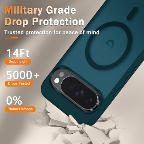 Image of for Google Pixel 10 /10 Pro Case, Matte Magnetic Phone Cover [with 1 Screen Protector] [Support for MagSafe] [Shockproof Military Grade Protection] Translucent Frosted Back, Blue