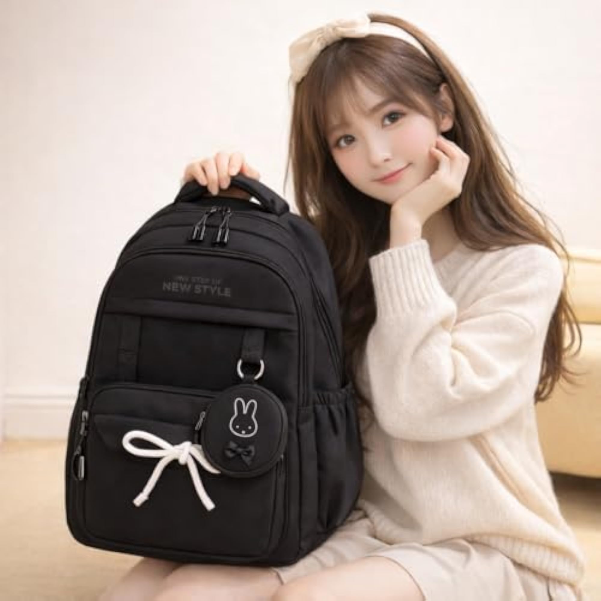 Stylish College Backpack with Multiple Compartments