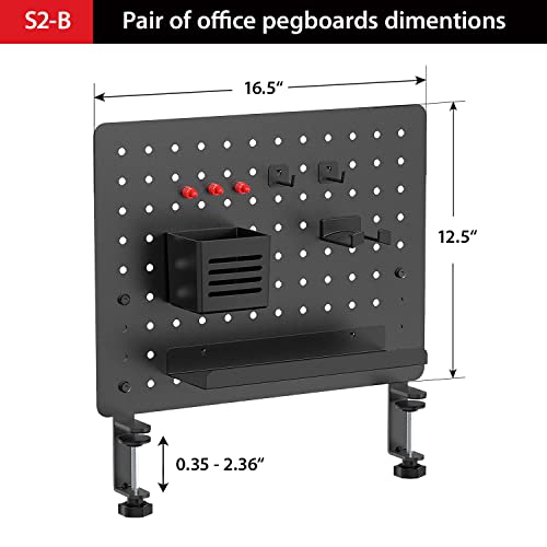 Image of SET OF X Clamp-on Pegboard, Standing Desk Accessories, Gaming & Office Desk Organizer, Privacy Panel, 16.5 x 12.5-inch, S2 Black