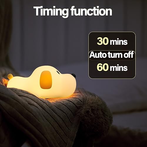 Image of Led Cute Dog Night Light, Dimmable Nursery Puppy Kawaii Lamps, Super Squishy Silicone USB Rechargeable Touch Control Night Lamp for Kids Adults, Used for Camping Party Room Decor (Dog)