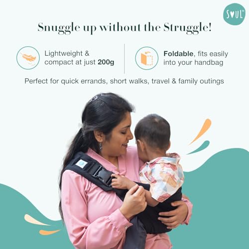 Image of SoulSlings Imbu Buckle Hip Sling Baby Carrier - 100% Cotton - Black | Baby Toddler Carrier | Lightweight Sling Baby Carrier for Babies & Toddlers | Adjustable for 6-30 Months (Upto 20kg)