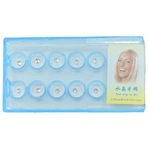 Image of DENTIMICA Dental Tooth Gems Decoration DIY Professional Tooth Crystal Kit Teeth Jewelry for Reflective Teeth Ornament Decor 10Pcs /Box (White)