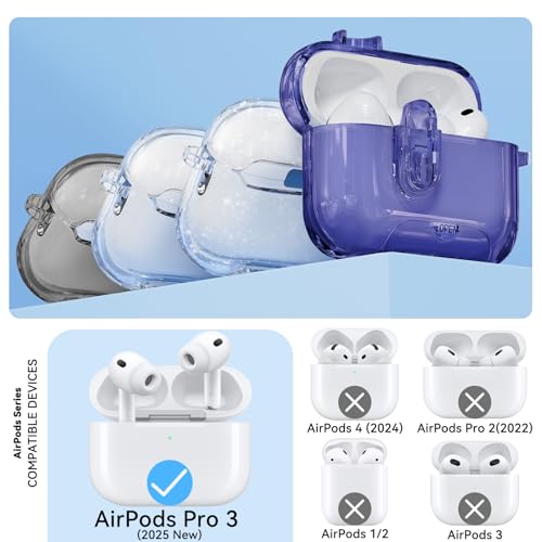 Image of for AirPods Pro 3 Case 2025 with Safety Lock,Midnight Blue | Clear Case with Phone Stand & Cleaner Kit,Cute Floral Chain for Women Girls,Soft TPU Protective Cover,Shockproof
