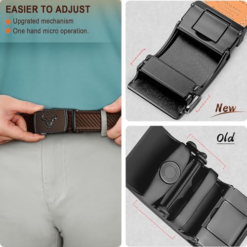 Image of BULLIANT Ratchet Trimmable Leather Belt for Men Adjustable 1 3 /8-Gift Boxed | Smooth Sliding | Micro Adjustable Fit | Tailored Size | Holeless Understated Elegance