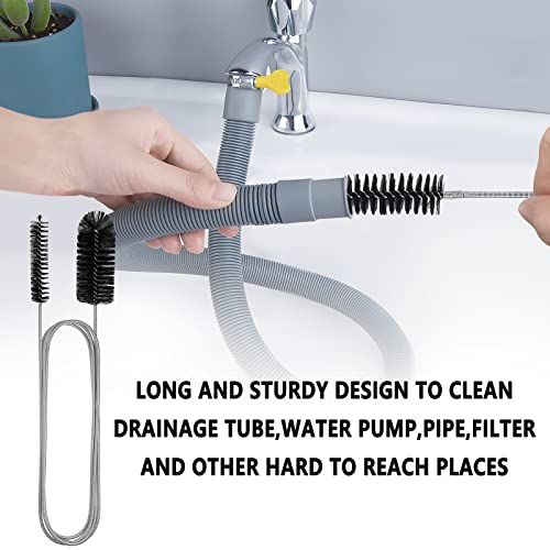 Image of YUNGMAX Drain Unblocker Tools, Flexible 155 cm Double Ended Nylon Pipe Cleaner Brush and 45 cm Sink Unblocker Brush for Kitchen, Bathroom, Shower (sha1)