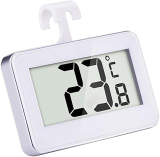 Digital Refrigerator Thermometer with Magnetic Back Stand Hook High-Precision Temperature Tester C to C to LCD Display Easy Operation for Fridge Freezer Kitchen Use White